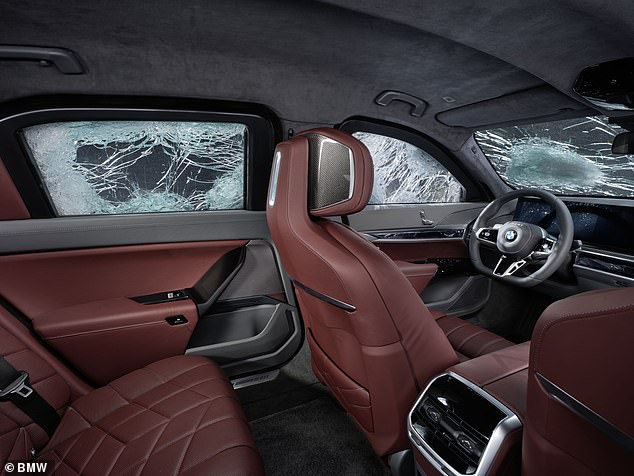 The glass used in the armoured luxury BMW meets the criteria for 'VPAM 10 classification', which is said to be the highest level there is for civilian protection vehicles