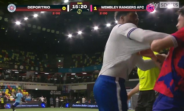The former England international was unhappy with the force of the challenge and retaliated