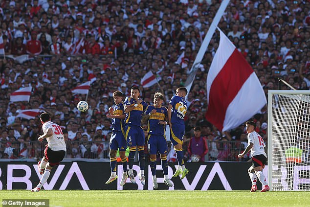 Mastantuono scored a stunning 30-yard free-kick in River's win over Boca Juniors on Sunday