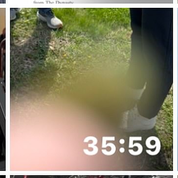 The former cheerleader's post also contained a still of two men's feet and a timestamp