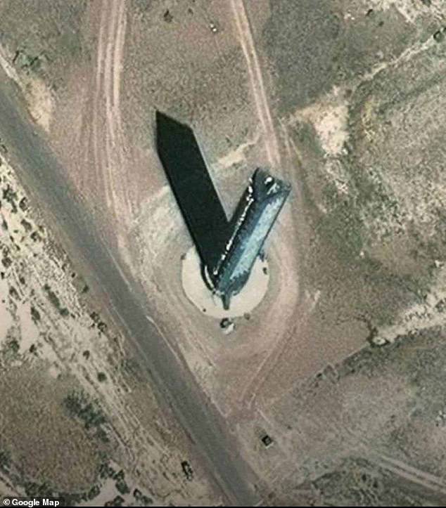 The agency declassified a more than 400-page report that detailed how testing its secret spy planes 'accounted for more than one-half of all UFO reports during the late 1950s and most of the 1960s.' Pictured is a mysterious triangle tower on the base