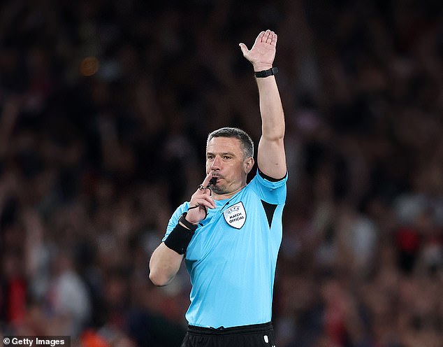 His celebrations were cut short as the goal was ruled out for offside after a lengthy VAR review