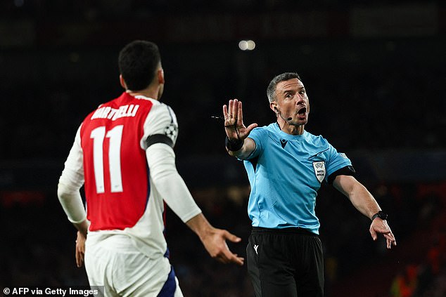 Arsenal were constantly frustrated by the referee as they struggled to keep their composure