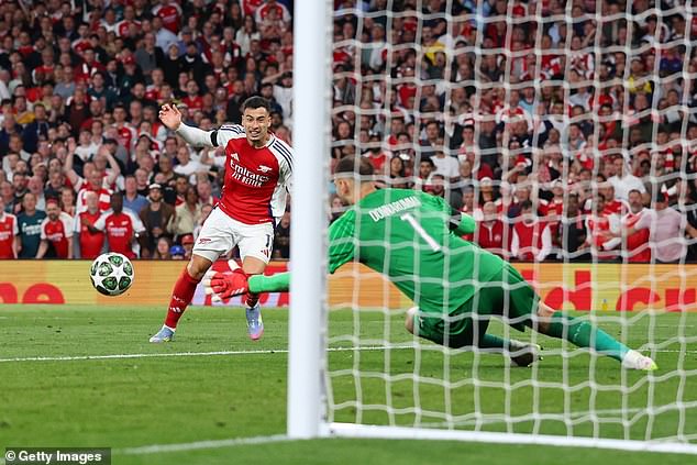 Gianluigi Donnarumma produced a fine save to deny Gabriel Martinelli in the first half