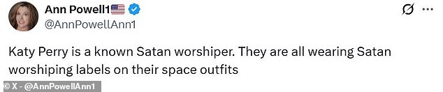 On X, many users focussed on the mission patches worn by all members of the crew, claiming that these contained secret satanic symbols