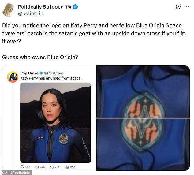 Psychologists say that satanic celebrity theories are common online and emerge from longstanding fears about secrets of powerful people. Here, a user claims Katy Perry is wearing a hidden satanic goat symbol