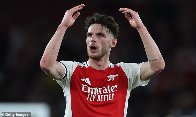 Declan Rice's Arsenal side must win in Paris next week to reach the Champions League final