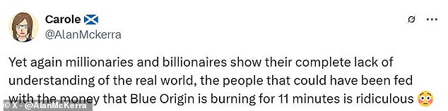 Social media commenters complained that the mission was wasteful and showed a 'complete lack of understanding of the real world'