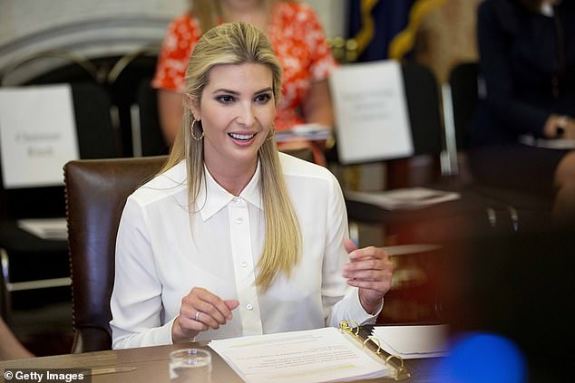 Senior White House Advisor Ivanka Trump speaks during a roundtable discussion with the Senate Foreign Relations Subcommittee on the US strategy for implementing the The Women, Peace, and Security Act, on Capitol Hill in June 2019 during Trump's first term