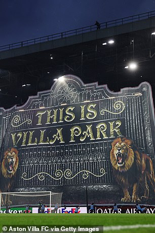 Aston Villa displayed a tifo prior to their Champions League quarter-final with PSG