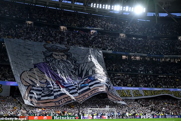 The designs appeared to be a reference to the chess board featured on Real Madrid's tifo earlier this month