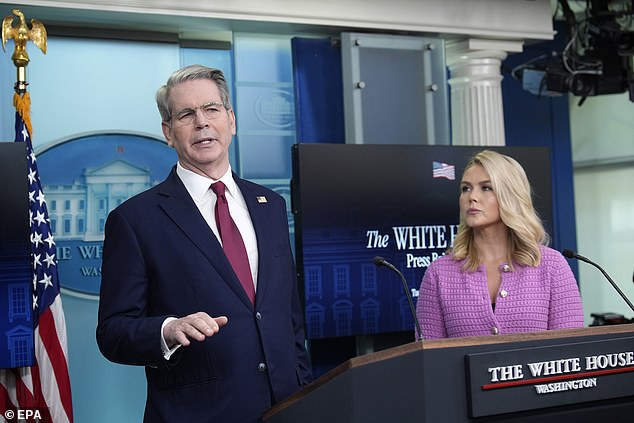 Treasury Secretary Scott Bessent (L) and White House Press Secretary Karoline Leavitt