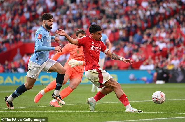 The 25-year-old struck the post twice as Manchester City dumped Forest out of the FA Cup