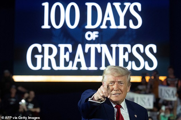 Trump celebrated his first 100 days with a trip to battleground Michigan and a media tour, but polls show his negative approval rating is the worst in 80 years, according to an ABC News/Washington Post/Ipsos poll