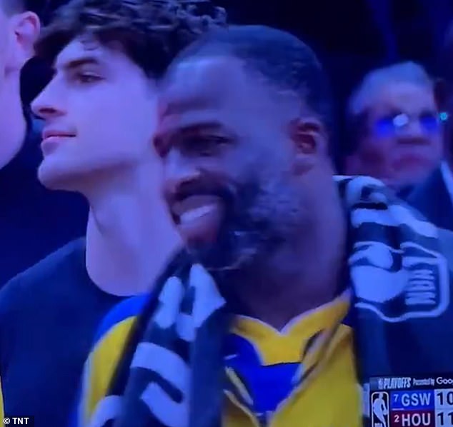 Draymond Green grinned after watching a replay of the moment on the big screen