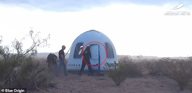 In a bizarre gaffe, the all-female crew of Katy Perry's mission to space appear to open the door of the capsule from the inside just minutes after landing before hastily shutting it again