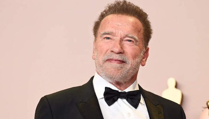 Arnold Schwarzenegger being awarded at South East European Film Festival