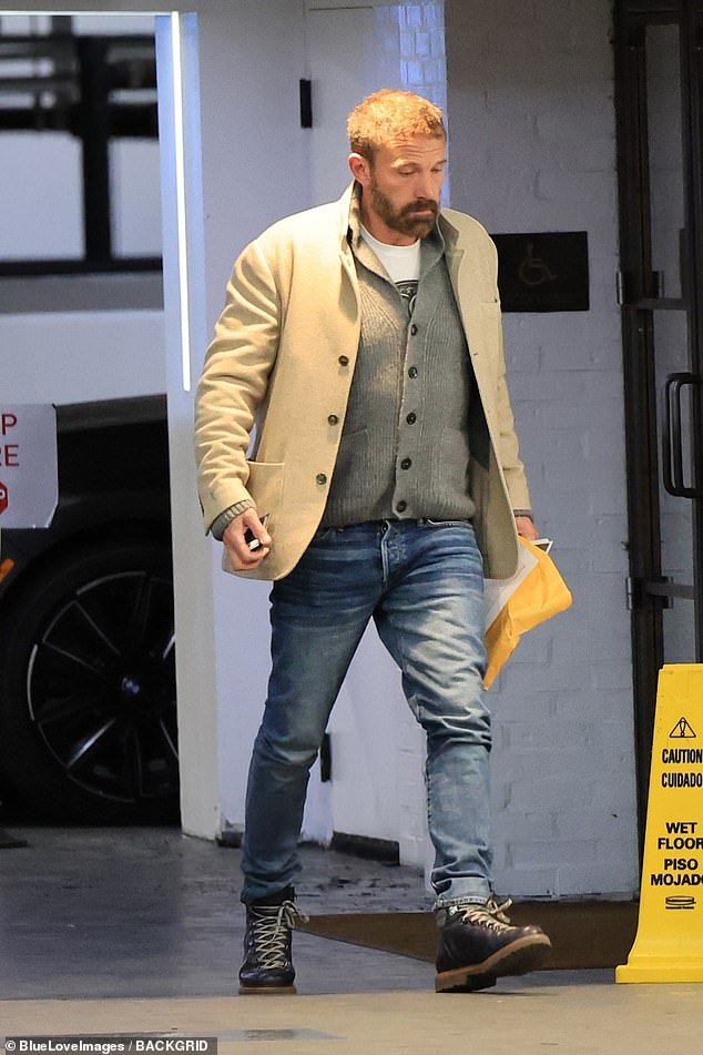 Ben Affleck, 52, appeared to be in deep thought as he stepped out on Sunday to his office in LA