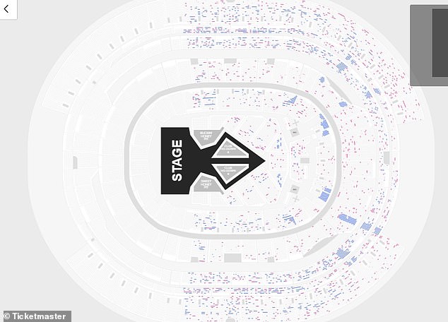 A screenshot from Ticketmaster shows thousands of seats still available to purchase at SoFi Stadium ahead of 'Cowboy Carter' opening night on April 28