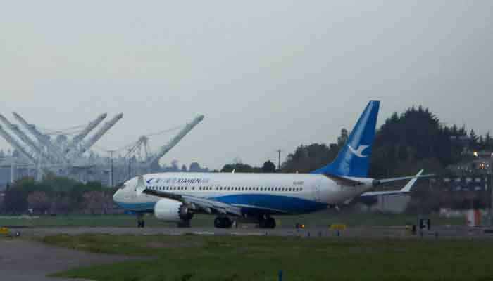 A Boeing 737 MAX plane, intended for Chinas Xiamen Airlines, arrives at King County International Airport after returning from China due to ongoing tariff disputes, in Seattle, Washington, US, April 19, 2025. — Reuters