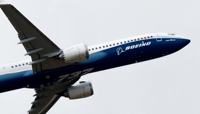 A Boeing 737 MAX-10 performs a flying display at the 54th International Paris Airshow at Le Bourget Airport near Paris, France, June 20, 2023. — Reuters
