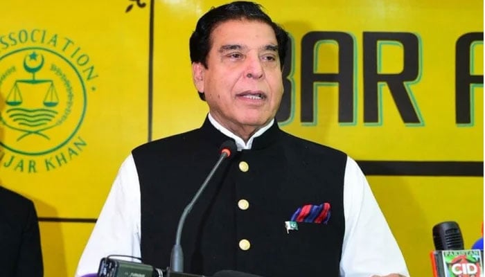 Former PM Raja Pervaiz Ashraf speaks in this image released on October 19, 2023. — Facebook/Raja Pervez Ashraf