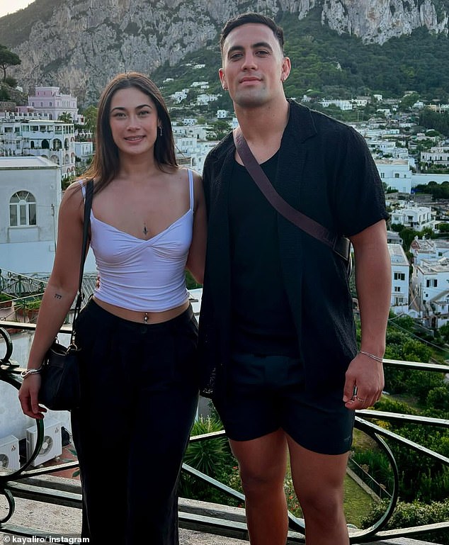 Cronulla Sharks star centre Kayal Iro (pictured with partner Maddy Bryce) has revealed why he will now go by his unofficial birth name, KL Iro