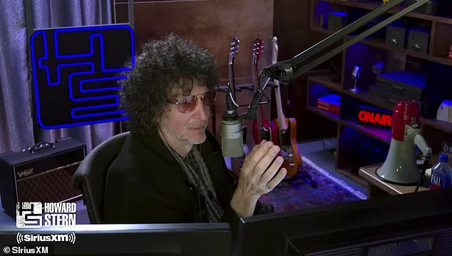 Stern, pictured in the home studio he's been doing his show from since the coronavirus pandemic began, said he was 'pissed' that the audience was 'forgetting about us'