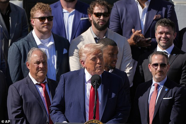 Trump welcomed the Super Bowl-champion Philadelphia to the White House on Monday