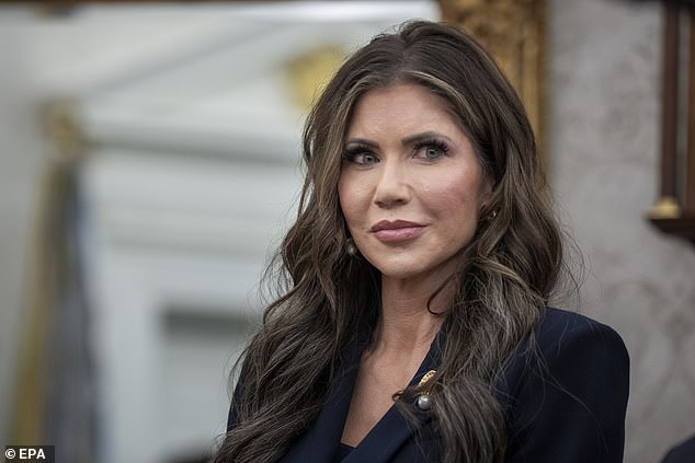 Noem attends a meeting with El Salvador president in the Oval Office at the White House in Washington, DC, USA, 14 April 2025