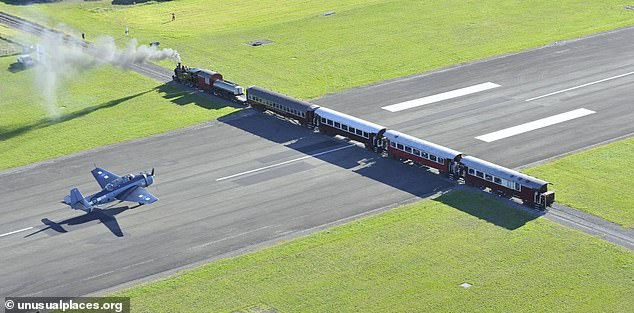 As bizarre as it sounds, Gisborne Airport's main runway actually has a railway line cutting directly across it