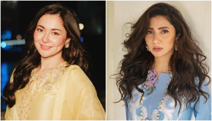 Photo collage shows Pakistani actresses Hania Aamir and Mahira Khan. Instagram/@haniaheheofficial/@mahirahkhan