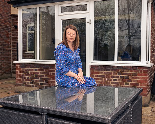 Planning purgatory: Laura Whitcombe outside her family home, which needs updating