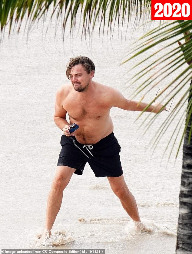 Pictured on December 31, 2019, DiCaprio vacationed in St Barts sporting a heavier build.