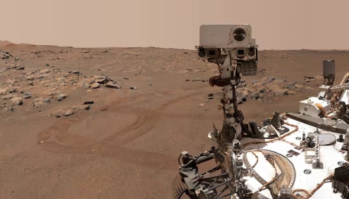 Nasas Perseverance Mars rover is seen in a selfie that it took over a rock nicknamed Rochette, September 10, 2021. — Reuters