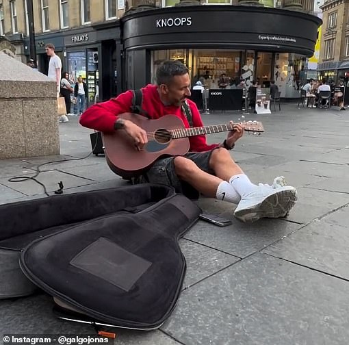 Newcastle hero Jonas Gutierrez filmed himself busking in the streets of Newcastle city centre