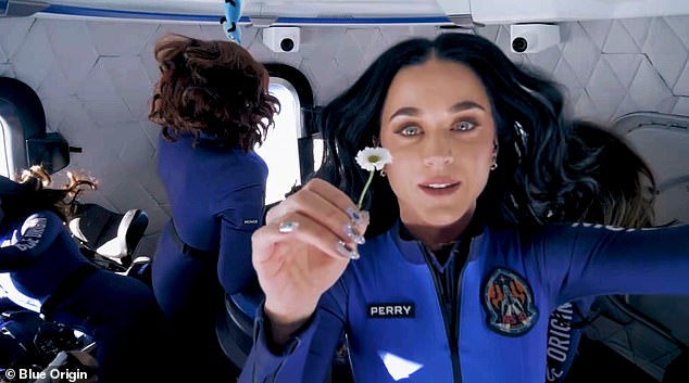 Social media users have leapt on the lack of lift in Katy Perry's hair as a sign that the Blue Origin mission to space was 'faked'