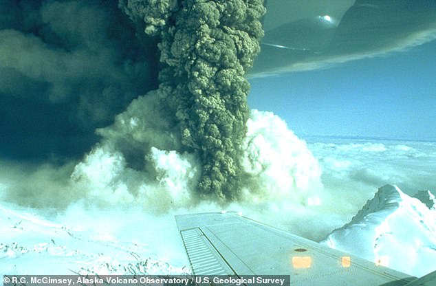While Anchorage lies outside the immediate impact zone of Mount Spurr, previous eruptions in 1953 and 1992 (pictured) sent ash clouds over the city, coating it in roughly a quarter inch of volcanic ash
