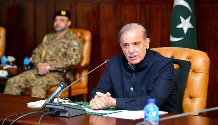 Prime Minister Shehbaz Sharif chairs a meeting on March 6, 2024. — PID