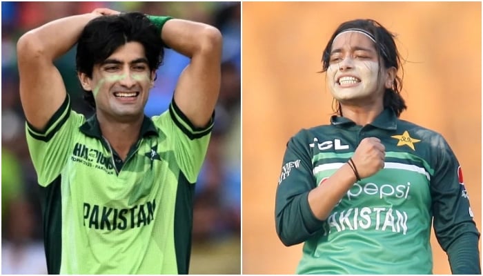 A collage showing pacer Naseem Shah (left) and Pakistani woman cricketer Fatima Sana. — AFP/PCB/File
