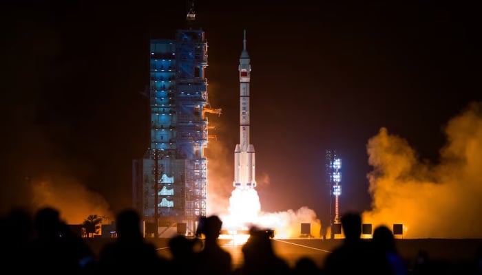 This representational image shows a Long March-2F carrier rocket carrying the Shenzhou-18 spacecraft takes off from the Jiuquan Satellite Launch Center for a crewed mission to Chinas Tiangong space station, near Jiuquan, Gansu province, China April 25, 2024. — Reuters
