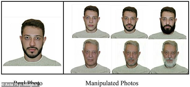The researchers showed 171 participants photos of men with either a younger or older appearance, who had been digitially manipulated to have a clean-shaven face, light stubble, or a full beard