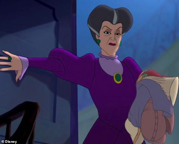 Traditional 'evil stepmother' stereotypes stem from Disney classics. Pictured: Lady Tremaine treats Cinderella, her stepdaughter, like a scullery maid
