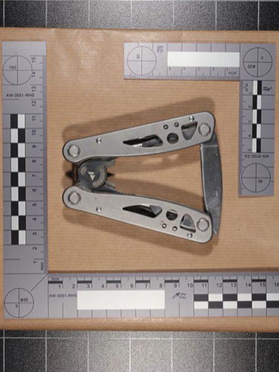 A knife which a teenager used to stab two teachers and a fellow pupil at Ysgol Dyffryn Aman, also known as Amman Valley School, in Ammanford, Carmarthenshire.
Pic: PA