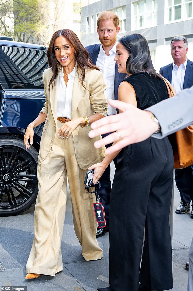 Meghan Markle took center stage at the TIME100 Summit in New York City on Wednesday - and it left Prince Harry assuming the role of 'spare' once again, according to a body language expert