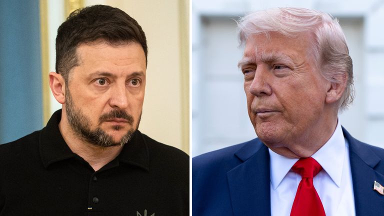 Volodymyr Zelenskyy and Donald Trump. Pics: AP