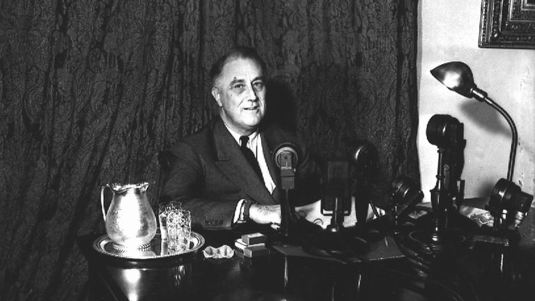 Franklin Delano Roosevelt during a 'fireside chat' on 12 November, 1937. Pic: AP