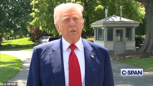 Donald Trump said he was able to settle things with Jeff Bezos Tuesday afternoon after Amazon announced it will include the cost of tariffs on the price tag for products
