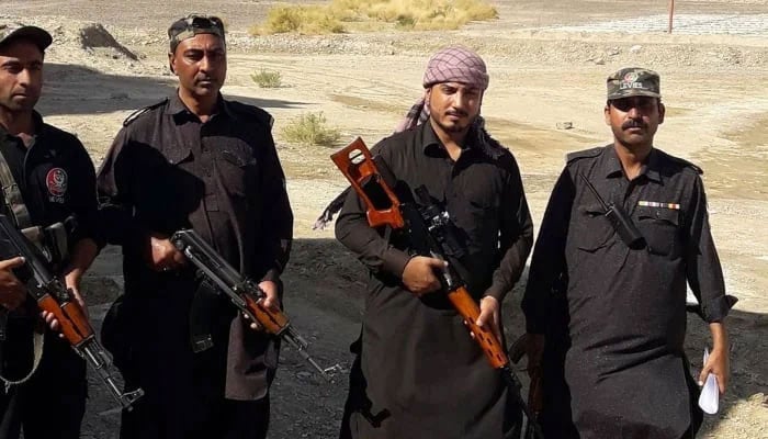 The representational image shows Balochistan Levies Force personnel standing guard. — Facebook@ @Leviesforcebalochistan/File