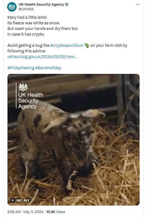 Last year UKHSA issued a warning about the risk of cryptosporidium infection from farm visits